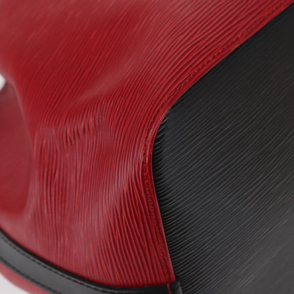 LOUIS VUITTON Epi Petit Noe Shoulder Bag Bicolor Black Red M44017 LV Auth 153507