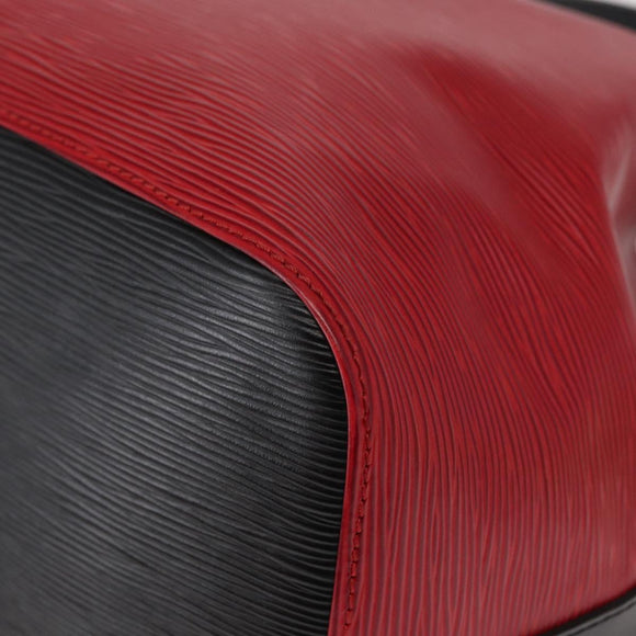 LOUIS VUITTON Epi Petit Noe Shoulder Bag Bicolor Black Red M44017 LV Auth 153507