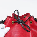 LOUIS VUITTON Epi Petit Noe Shoulder Bag Bicolor Black Red M44017 LV Auth 153507-18