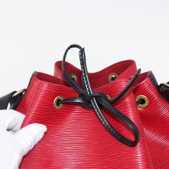 LOUIS VUITTON Epi Petit Noe Shoulder Bag Bicolor Black Red M44017 LV Auth 153507