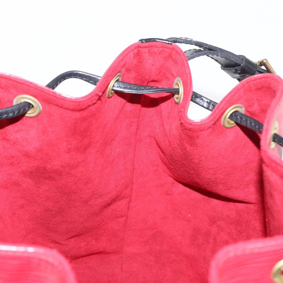 LOUIS VUITTON Epi Petit Noe Shoulder Bag Bicolor Black Red M44017 LV Auth 153507