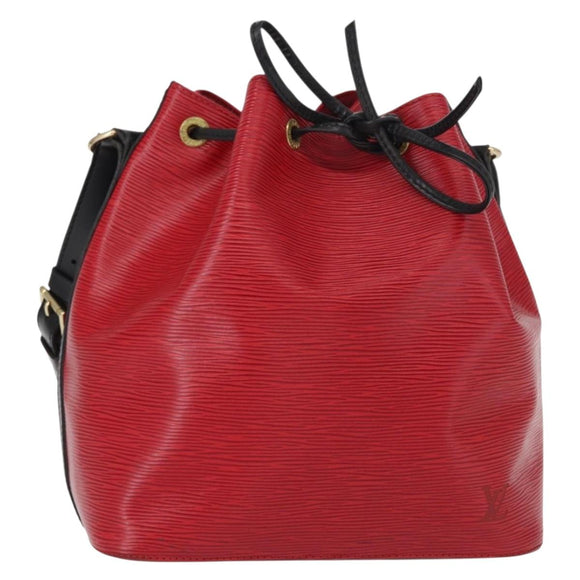LOUIS VUITTON Epi Petit Noe Shoulder Bag Bicolor Black Red M44017 LV Auth 153507