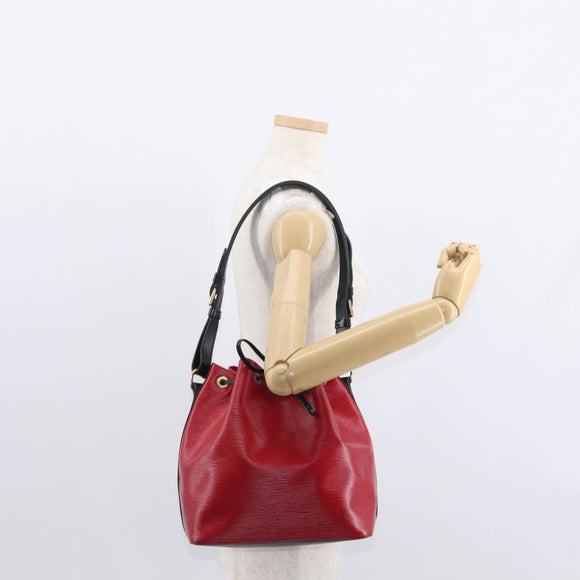 LOUIS VUITTON Epi Petit Noe Shoulder Bag Bicolor Black Red M44017 LV Auth 153507