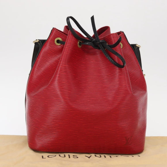 LOUIS VUITTON Epi Petit Noe Shoulder Bag Bicolor Black Red M44017 LV Auth 153507