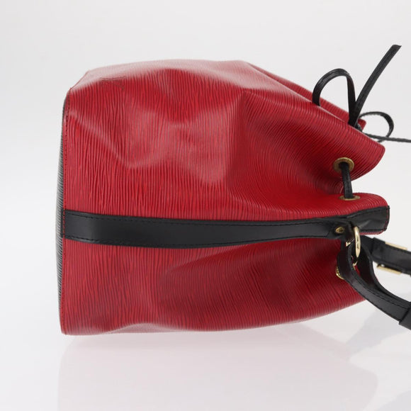 LOUIS VUITTON Epi Petit Noe Shoulder Bag Bicolor Black Red M44017 LV Auth 153507