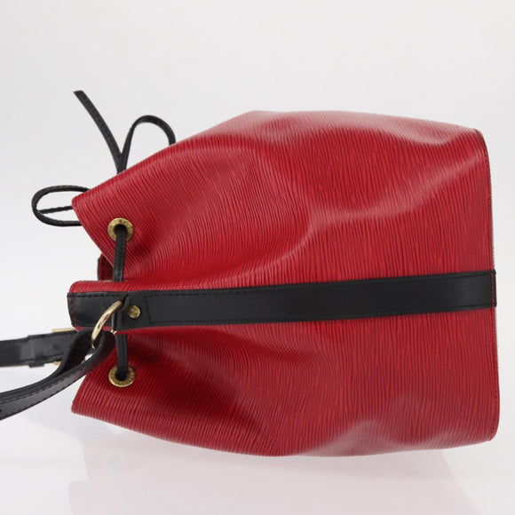 LOUIS VUITTON Epi Petit Noe Shoulder Bag Bicolor Black Red M44017 LV Auth 153507