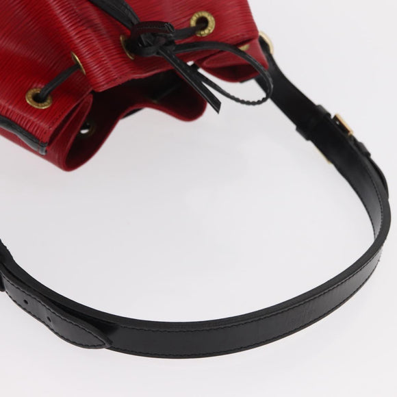 LOUIS VUITTON Epi Petit Noe Shoulder Bag Bicolor Black Red M44017 LV Auth 153507