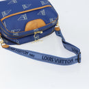 LOUIS VUITTON LV Cup Sac Cowes Bag Coated Canvas Blue M80008 LV Auth 153511-7
