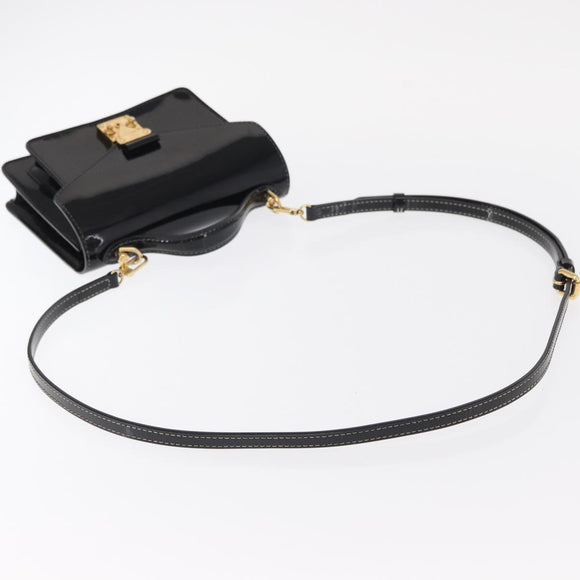 LOUIS VUITTON Vernis Monceau BB Hand Bag 2way Noir Manetic LV Auth 153517