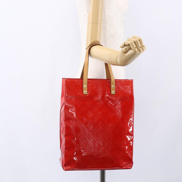 LOUIS VUITTON Monogram Vernis Reade MM Hand Bag Red Rouge M91086 LV Auth 153519