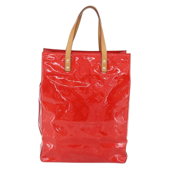 LOUIS VUITTON Monogram Vernis Reade MM Hand Bag Red Rouge M91086 LV Auth 153519