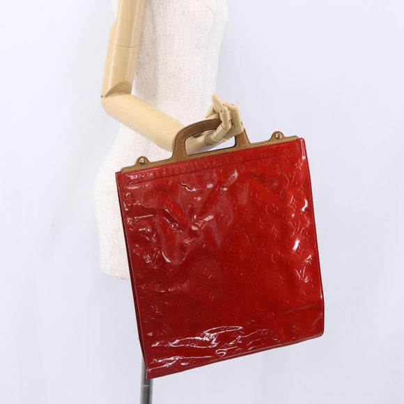 LOUIS VUITTON Monogram Vernis Stanton Tote Bag Red M91078 LV Auth 153523