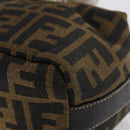 FENDI Zucca Canvas Vanity Pouch Black Brown gold Auth 153556-10