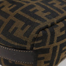 FENDI Zucca Canvas Vanity Pouch Black Brown gold Auth 153556-11
