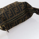 FENDI Zucca Canvas Vanity Pouch Black Brown gold Auth 153556-13