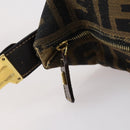 FENDI Zucca Canvas Vanity Pouch Black Brown gold Auth 153556-14