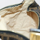 FENDI Zucca Canvas Vanity Pouch Black Brown gold Auth 153556-16