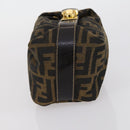 FENDI Zucca Canvas Vanity Pouch Black Brown gold Auth 153556-4