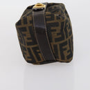 FENDI Zucca Canvas Vanity Pouch Black Brown gold Auth 153556-5