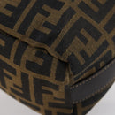 FENDI Zucca Canvas Vanity Pouch Black Brown gold Auth 153556-8