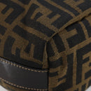 FENDI Zucca Canvas Vanity Pouch Black Brown gold Auth 153556-9