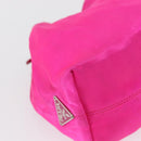 PRADA Pouch Hand Satin Metal Pink Silver Auth 153557-10