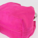 PRADA Pouch Hand Satin Metal Pink Silver Auth 153557-11