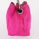 PRADA Pouch Hand Satin Metal Pink Silver Auth 153557-4