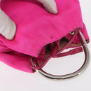PRADA Pouch Hand Satin Metal Pink Silver Auth 153557-6