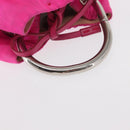 PRADA Pouch Hand Satin Metal Pink Silver Auth 153557-7