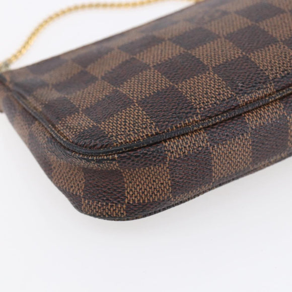 LOUIS VUITTON Damier Ebene Mini Pochette Accessoires Pouch N58009 LV Auth 153560