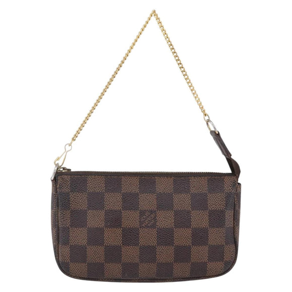 LOUIS VUITTON Damier Ebene Mini Pochette Accessoires Pouch N58009 LV Auth 153560