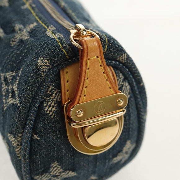 LOUIS VUITTON Monogram Denim Trousse Speedy GM Pouch Blue M95081 LV Auth 153581V