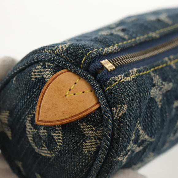 LOUIS VUITTON Monogram Denim Trousse Speedy GM Pouch Blue M95081 LV Auth 153581V