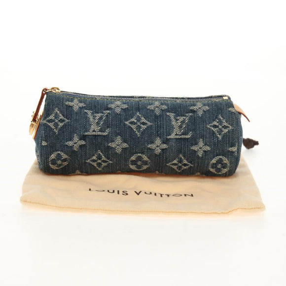 LOUIS VUITTON Monogram Denim Trousse Speedy GM Pouch Blue M95081 LV Auth 153581V