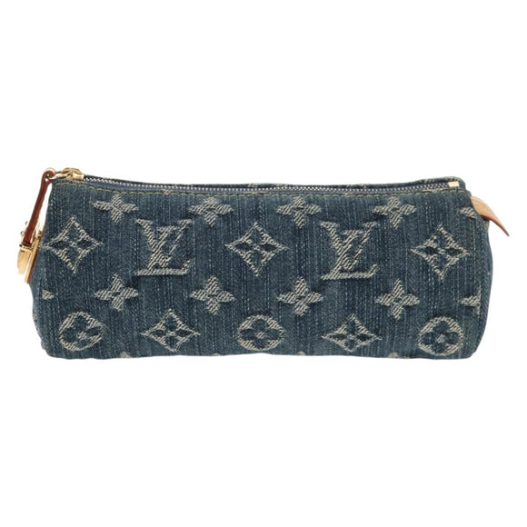 LOUIS VUITTON Monogram Denim Trousse Speedy GM Pouch Blue M95081 LV Auth 153581V