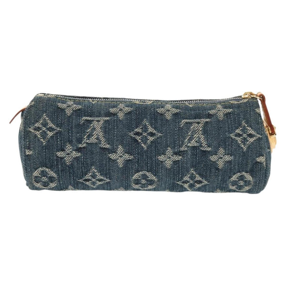 LOUIS VUITTON Monogram Denim Trousse Speedy GM Pouch Blue M95081 LV Auth 153581V