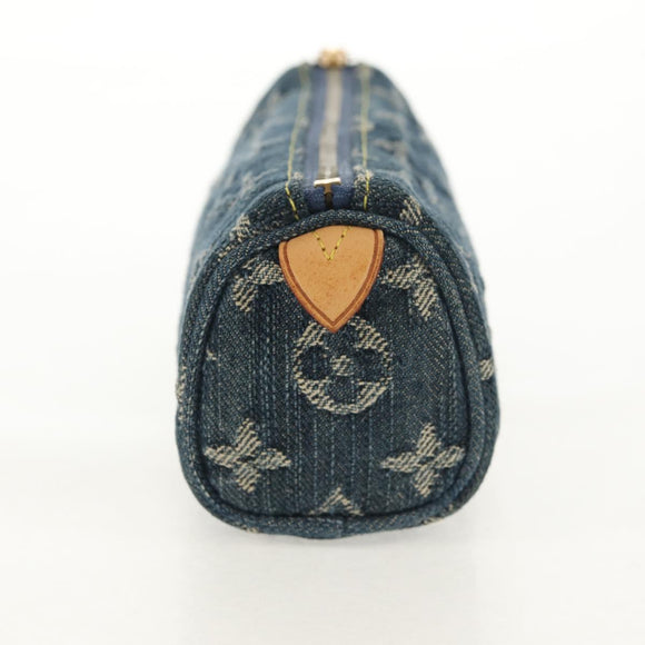 LOUIS VUITTON Monogram Denim Trousse Speedy GM Pouch Blue M95081 LV Auth 153581V