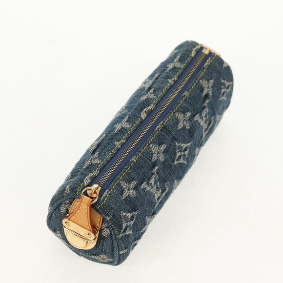 LOUIS VUITTON Monogram Denim Trousse Speedy GM Pouch Blue M95081 LV Auth 153581V