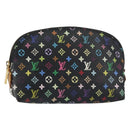 LOUIS VUITTON Multicolor Pochette Cosmetic Pouch Black M47355 LV Auth 153582-1