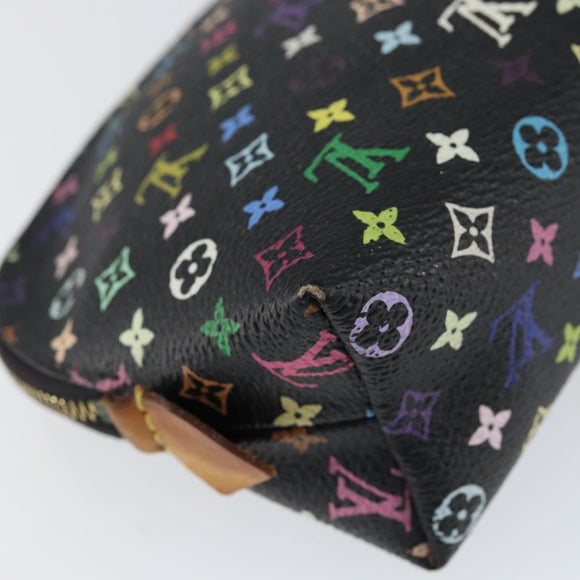 LOUIS VUITTON Multicolor Pochette Cosmetic Pouch Black M47355 LV Auth 153582