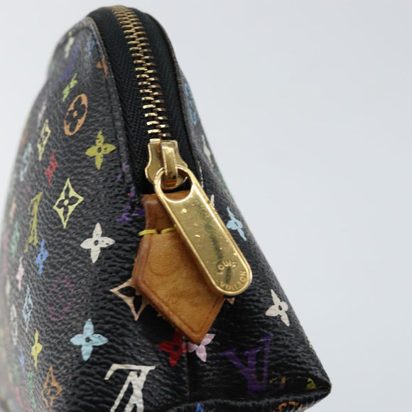 LOUIS VUITTON Multicolor Pochette Cosmetic Pouch Black M47355 LV Auth 153582