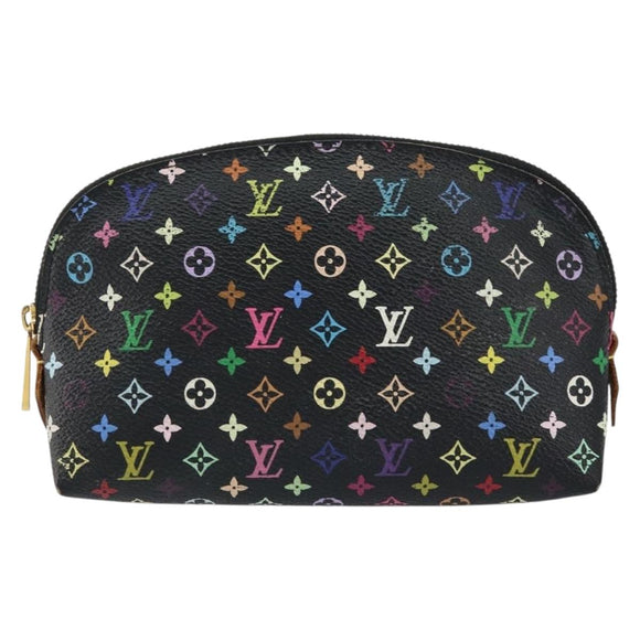 LOUIS VUITTON Multicolor Pochette Cosmetic Pouch Black M47355 LV Auth 153582