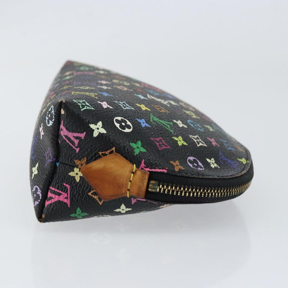 LOUIS VUITTON Multicolor Pochette Cosmetic Pouch Black M47355 LV Auth 153582