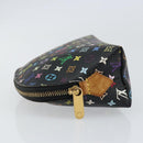LOUIS VUITTON Multicolor Pochette Cosmetic Pouch Black M47355 LV Auth 153582-4