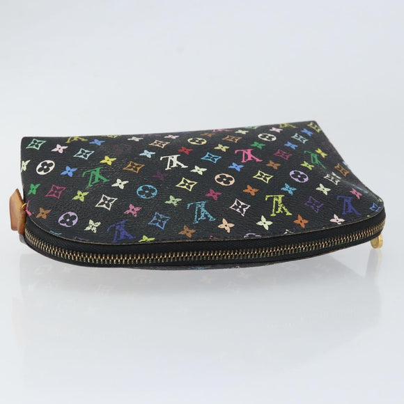 LOUIS VUITTON Multicolor Pochette Cosmetic Pouch Black M47355 LV Auth 153582