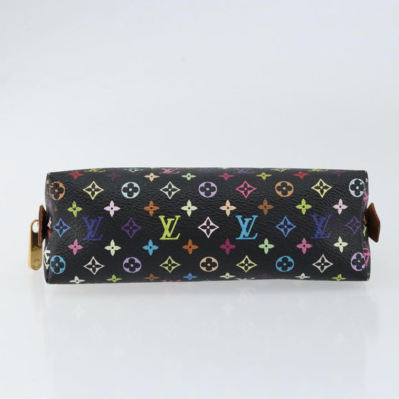 LOUIS VUITTON Multicolor Pochette Cosmetic Pouch Black M47355 LV Auth 153582