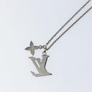 LOUIS VUITTON LV Printed Initials Necklace Silver tone M80208 LV Auth 153584M-10