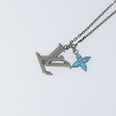LOUIS VUITTON LV Printed Initials Necklace Silver tone M80208 LV Auth 153584M-3