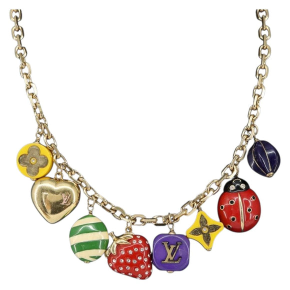 LOUIS VUITTON Collier Phrase Necklace metal Gold M64921 LV Auth 153586